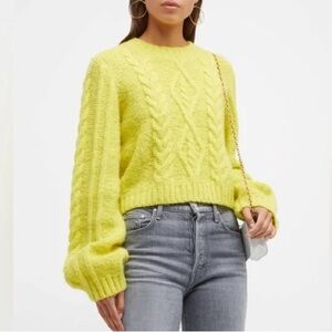 MOTHER Lime Green Cable Knit Sweater